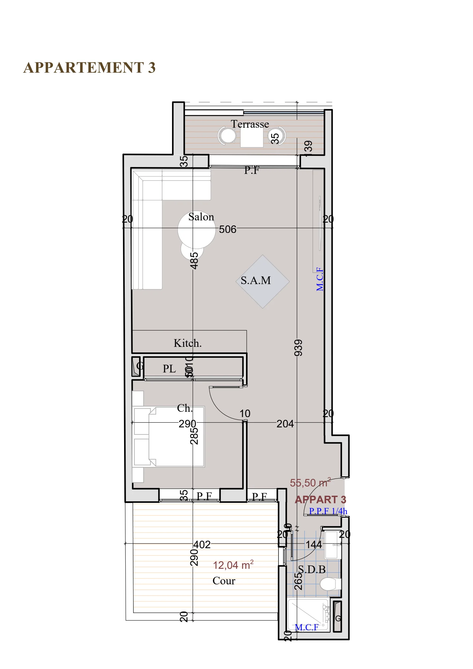 Plan individuel d’un appartement Majorelle Avenue