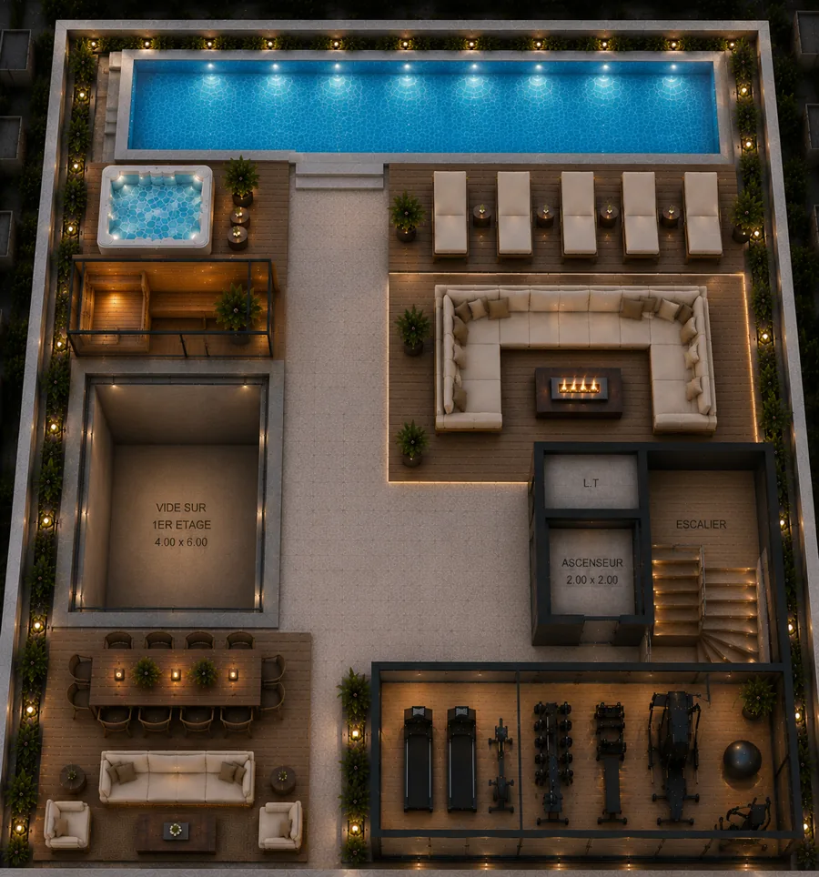 Plan 3D du rooftop